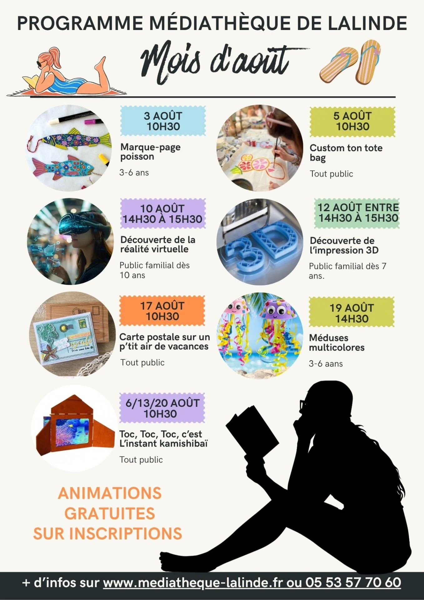 Affiche a4 programme aout 2026 mediatheque