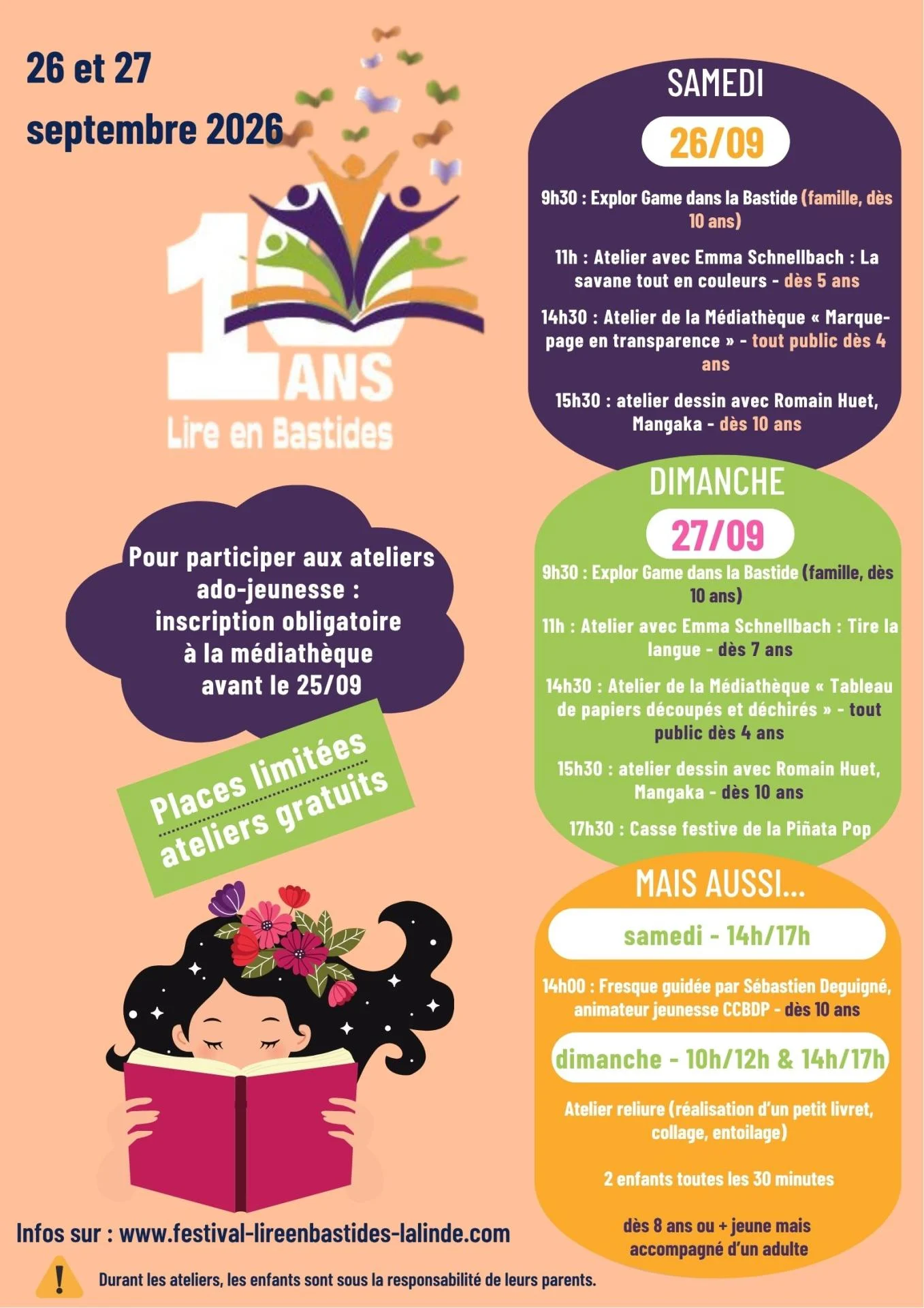 Affiche ateliers jeunesse du festival leb 2026 sur inscription