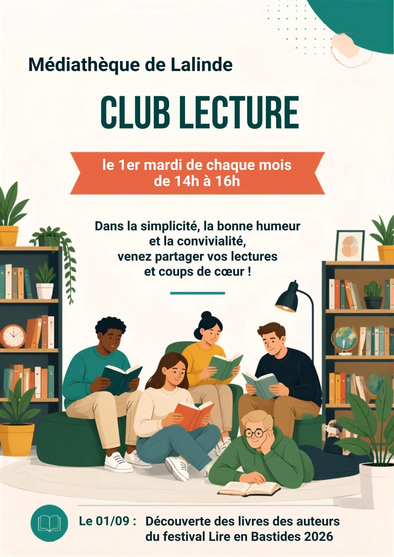 Affiche du club lecture 01 09 2026